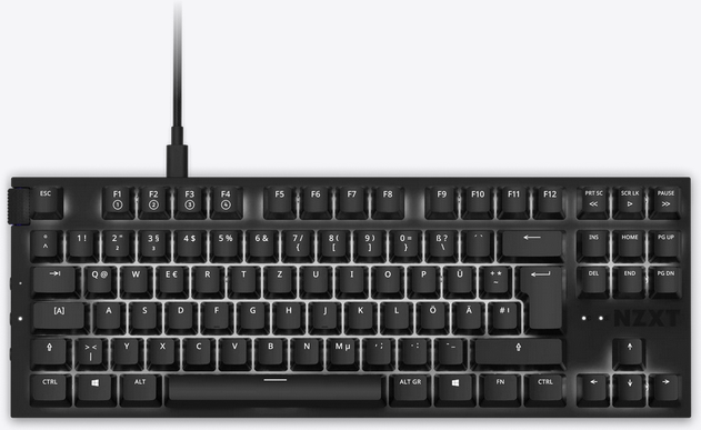 Купить NZXT Function Tenkeyless - Tastatur - Hintergrundbeleuchtung - USB - Deutsch - Tastenschalter: Gateron Red (Hot-swappable) - mattschwarz (KB-1TKDE-BR) в магазине wardena.ru