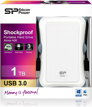Купить SILICON POWER Armor A30 - Festplatte - 1TB - extern (tragbar) - 6,4 cm (2.5") - USB3.0 - weiß (SP010TBPHDA30S3W) в магазине wardena.ru