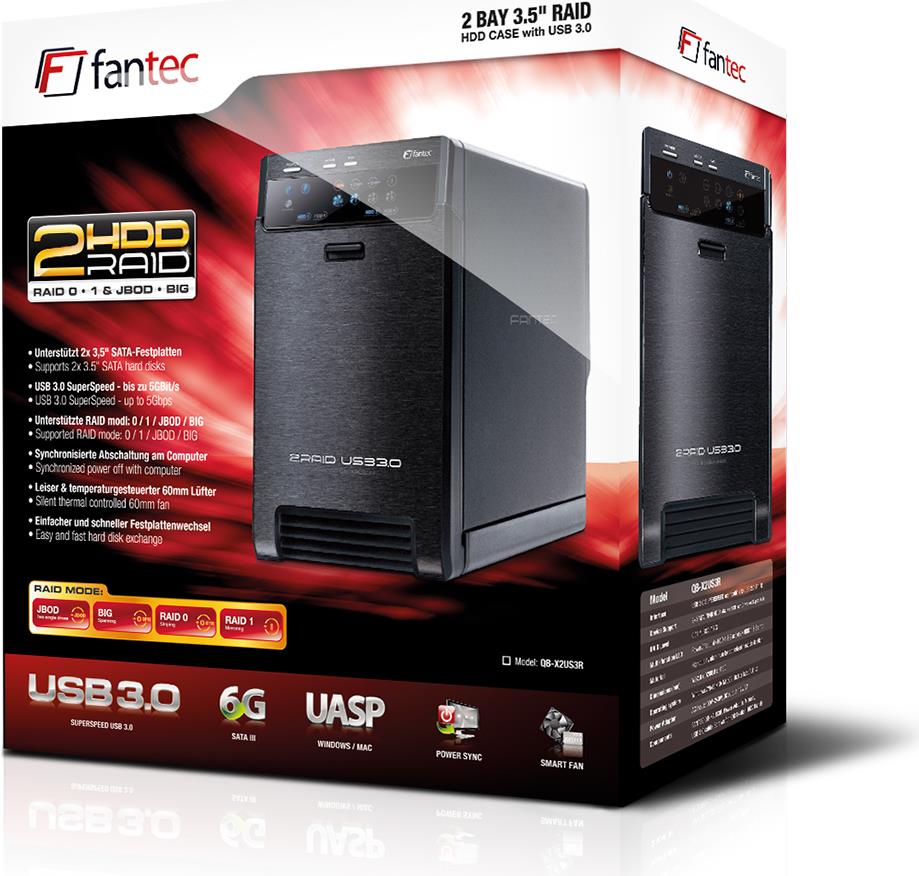 Купить FANTEC QB-X2US3R - Festplatten-Array - 2 Schächte (SATA-600) - USB3.0 (extern) (1826) в магазине wardena.ru