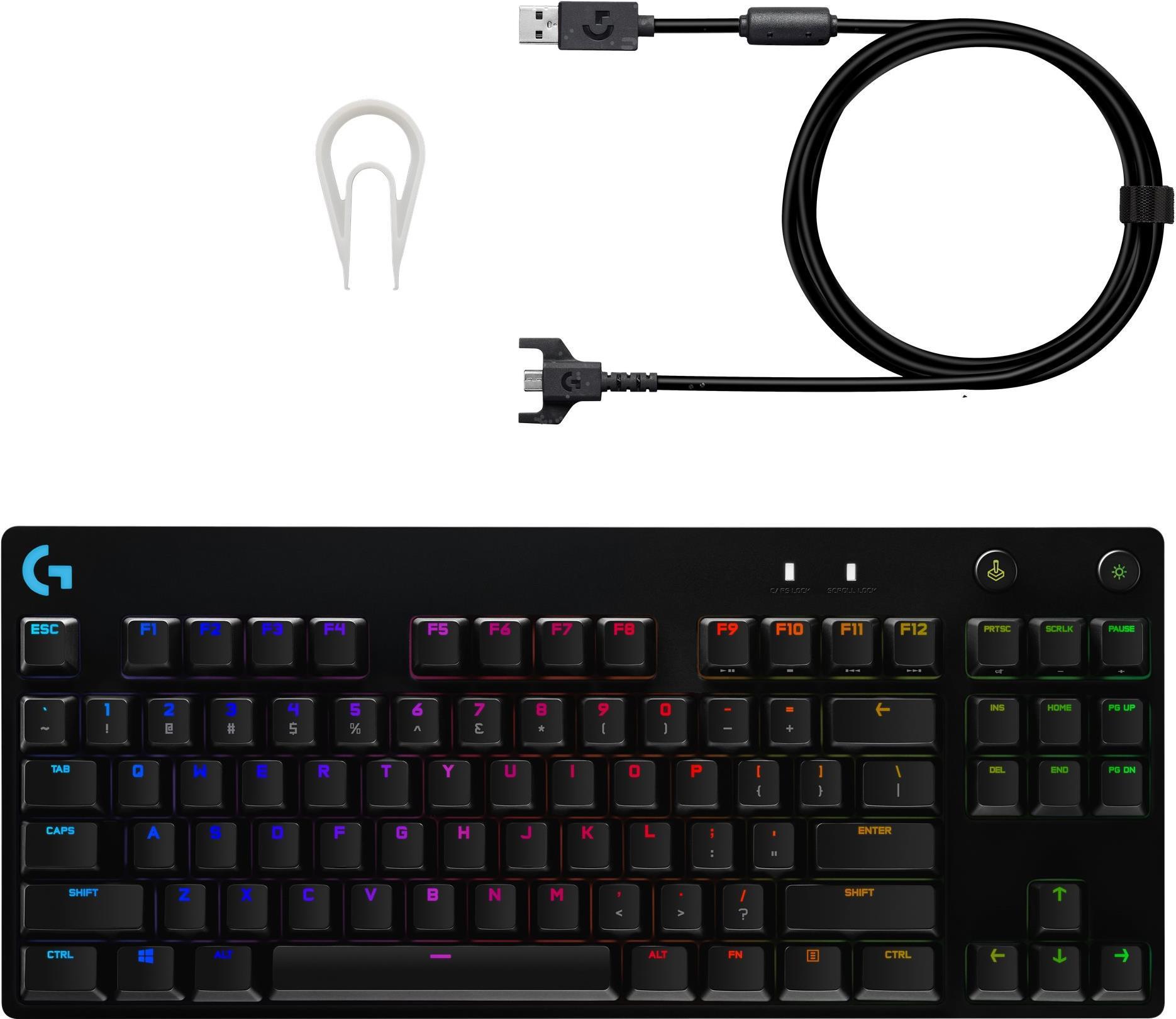 Купить Logitech G PRO - Tastatur - Hintergrundbeleuchtung - USB - QWERTY - Spanisch - Tastenschalter: GX Blue Clicky - Schwarz (920-010593) в магазине wardena.ru