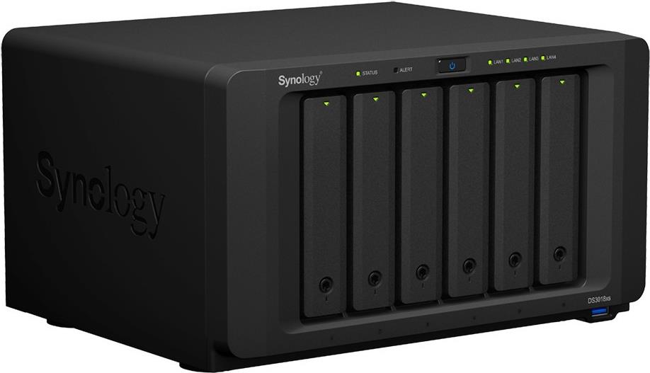 Купить Synology Disk Station DS3018xs - NAS-Server - 6 Schächte - SATA 6Gb/s - RAID 0, 1, 5, 6, 10, JBOD, RAID F1 - RAM 8 GB - Gigabit Ethernet - iSCSI Support (DS3018XS) в магазине wardena.ru