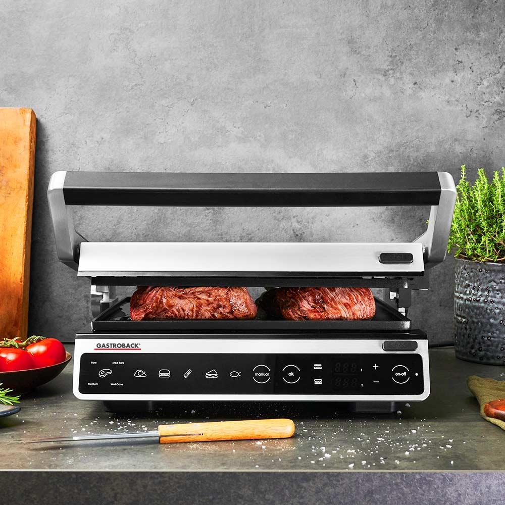 Купить Gastroback Design BBQ Advanced Smart - Schwarz - Edelstahl - Rechteckig - Berührung - 250 x 280 mm - Scharnier - CE - GS TÜV (42542) в магазине wardena.ru