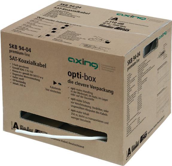 Купить AXING Koaxialkabel 250m weiß SKB 94-04 opti-box A+ 3fach gesch. KDG 1 TS 153 250 (SKB09404) в магазине wardena.ru