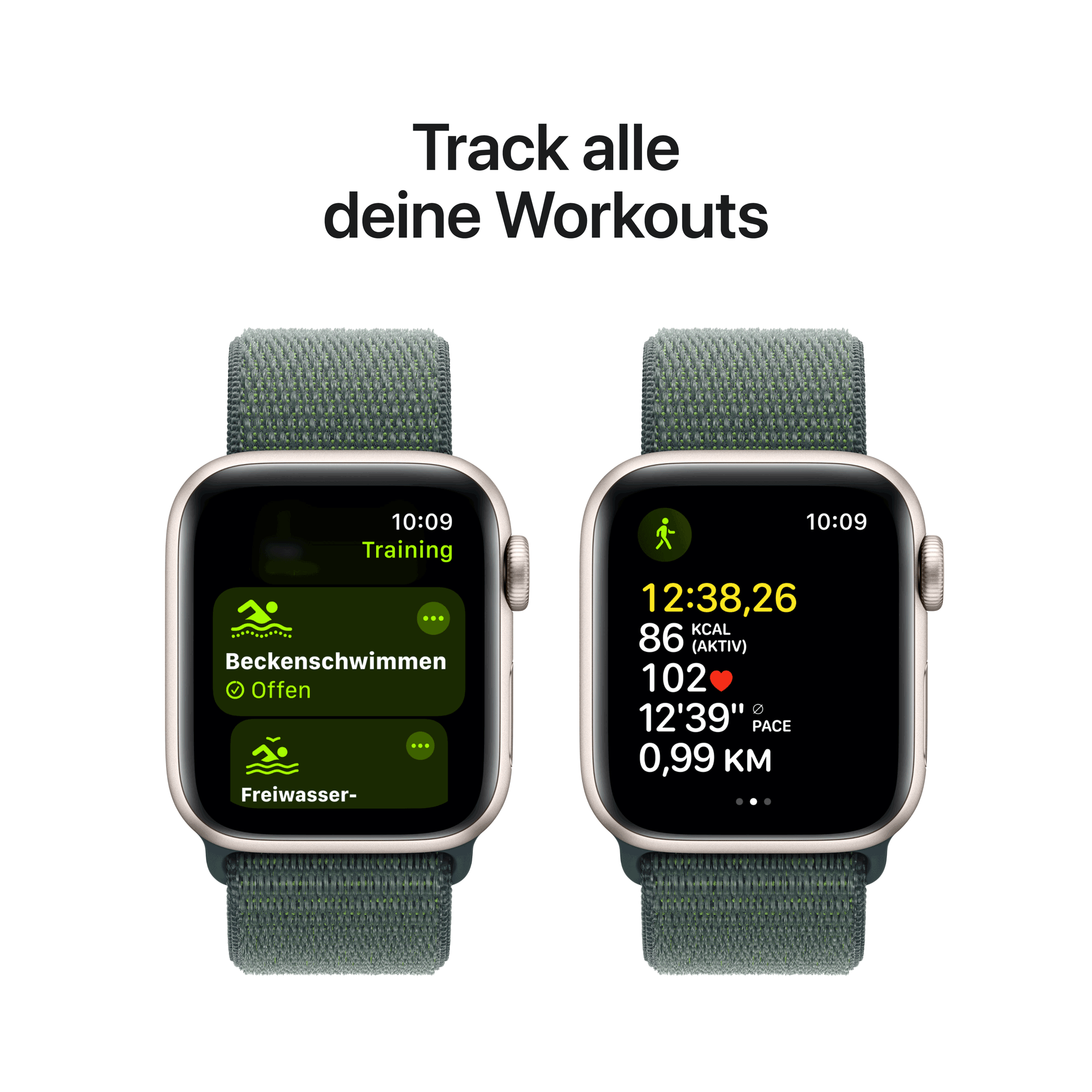 Купить Apple Watch SE GPS 40mm Starlight Aluminium Case mit Lake Green Sport Band (MXEH3QF/A) в магазине wardena.ru
