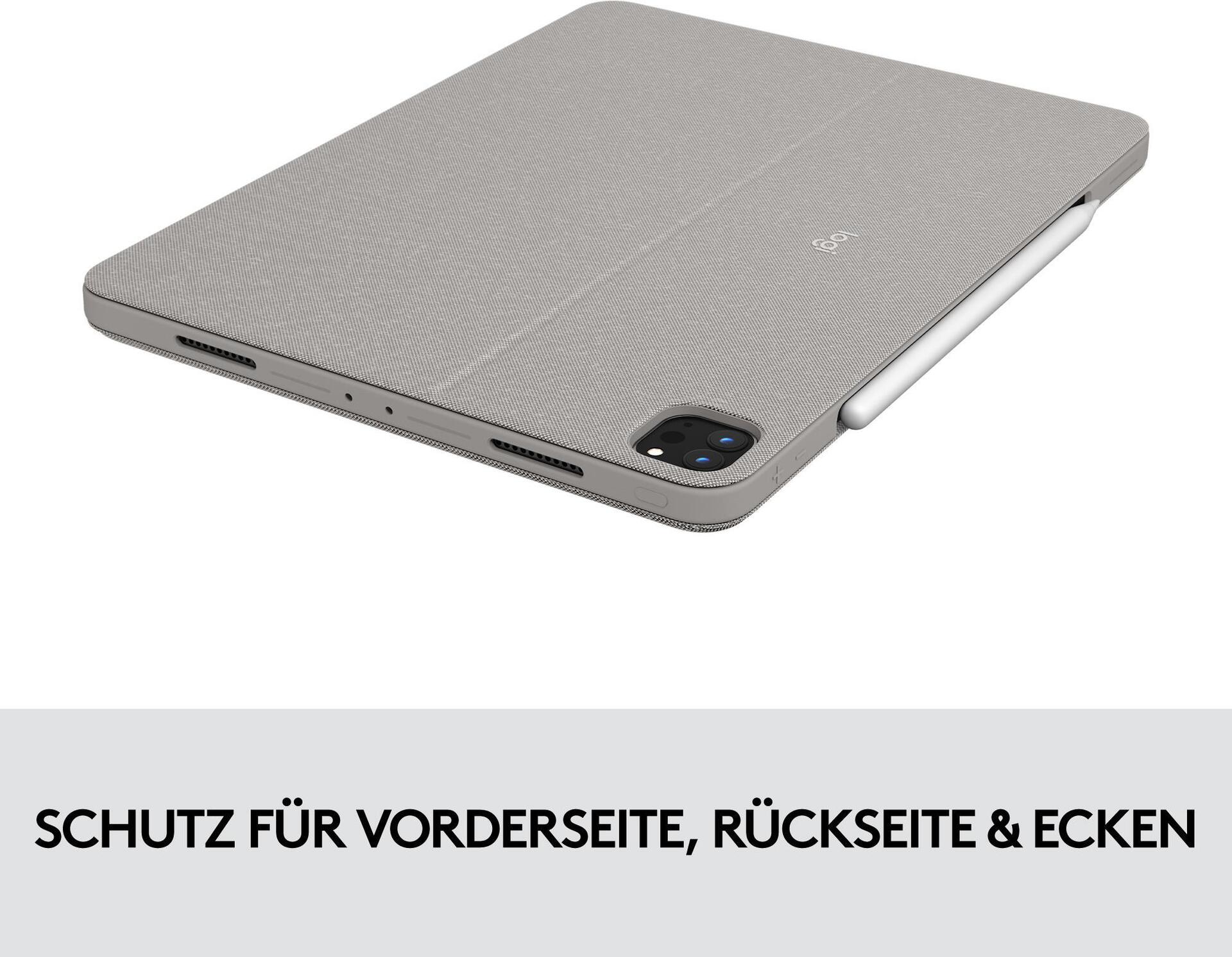 Купить Logitech Combo Touch - Tastatur und Foliohülle - mit Trackpad - hintergrundbeleuchtet - Apple Smart connector - QWERTZ - Schweiz - Sand - für Apple 12.9"  iPad Pro (5. Generation) (920-010217) в магазине wardena.ru