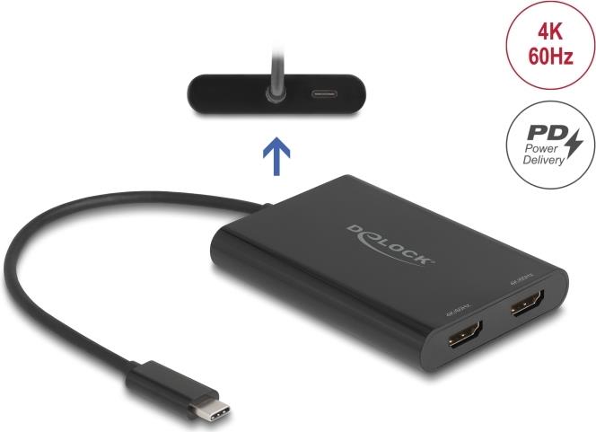 Купить Delock Adapter USB Type-C zu 2 x HDMI 4K 60 Hz mit DisplayLink Grafik und (64309) в магазине wardena.ru