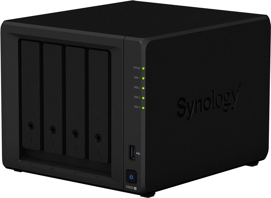 Купить Synology Disk Station DS920+ - NAS-Server - 4 Schächte - SATA 6Gb/s / eSATA - RAID RAID 0, 1, 5, 6, 10, JBOD - RAM 4 GB - Gigabit Ethernet - iSCSI Support в магазине wardena.ru