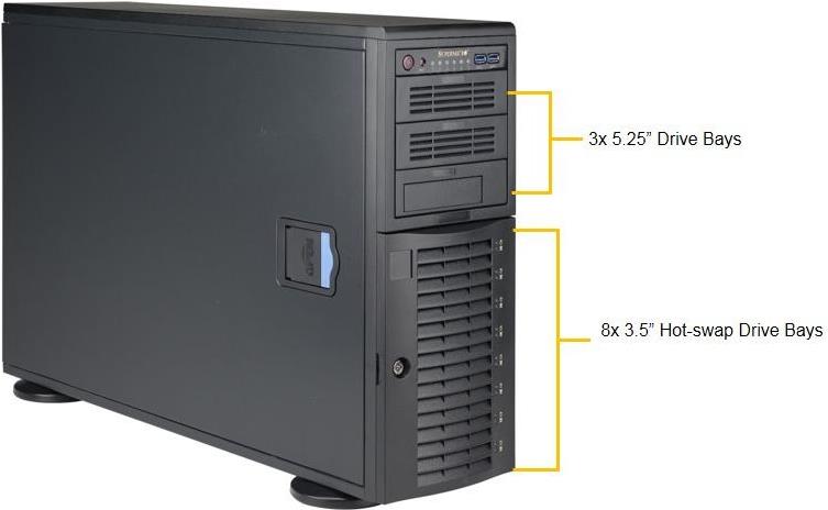 Купить Supermicro SuperServer 7049A-T - Server - Tower - 4U - zweiweg - RAM 0 GB - SATA - Hot-Swap 8.9 cm (3.5") - kein HDD - AST2500 - GigE - Monitor: keiner (SYS-7049A-T) в магазине wardena.ru