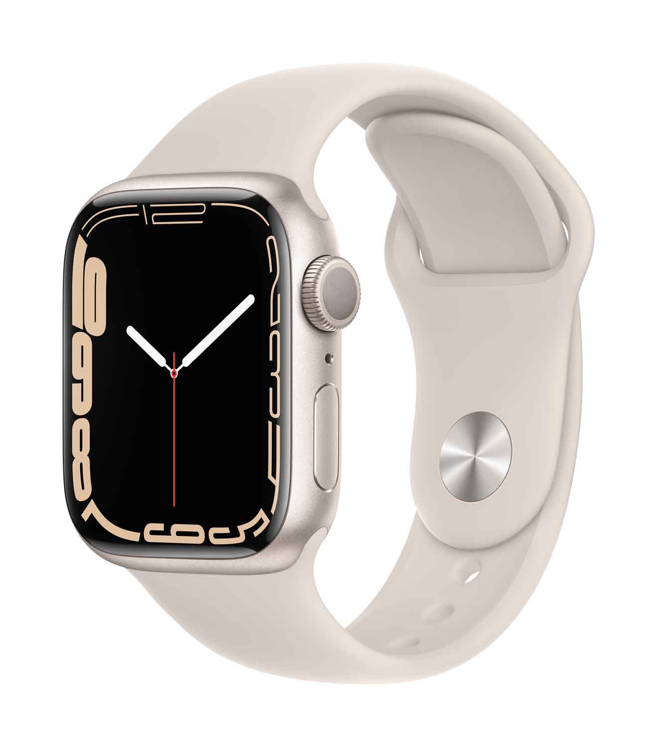 Купить Apple Watch Series 7 (GPS) - 41 mm - starlight aluminum - intelligente Uhr mit Sportband - Flouroelastomer - Starlight - Bandgröße: regelmäßig - 32GB - Wi-Fi, Bluetooth - 32 g (MKMY3FD/A) в магазине wardena.ru