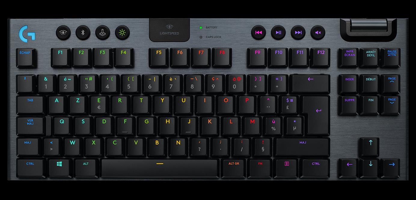Купить Logitech Gaming G915 TKL - Tastatur - Hintergrundbeleuchtung - USB, Bluetooth, LIGHTSPEED - AZERTY - Französisch - Tastenschalter: GL Tactile - Kohle (920-009497) в магазине wardena.ru