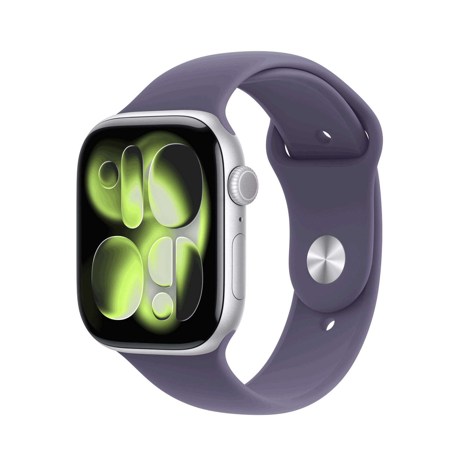 Купить Apple Watch Series 11 GPS + Cellular 46mm Silver Aluminium Case with Purple Fog Sport Band - S/M (MFCP4ZR/A) в магазине wardena.ru