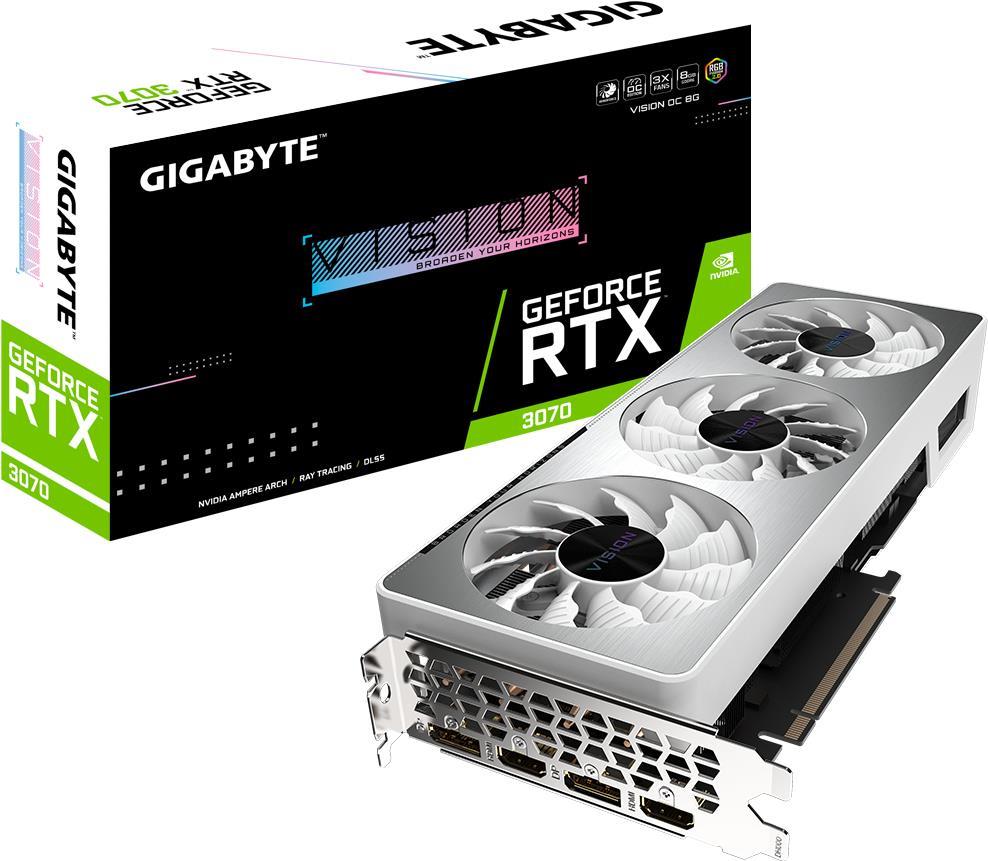 Купить Gigabyte GeForce RTX 3070 VISION OC 8G (rev. 2.0) - Grafikkarten - GF RTX 3070 - 8 GB GDDR6 - PCIe 4.0 - 2 x HDMI, 2 x DisplayPort (GV-N3070VISION OC-8GD 2.0) в магазине wardena.ru