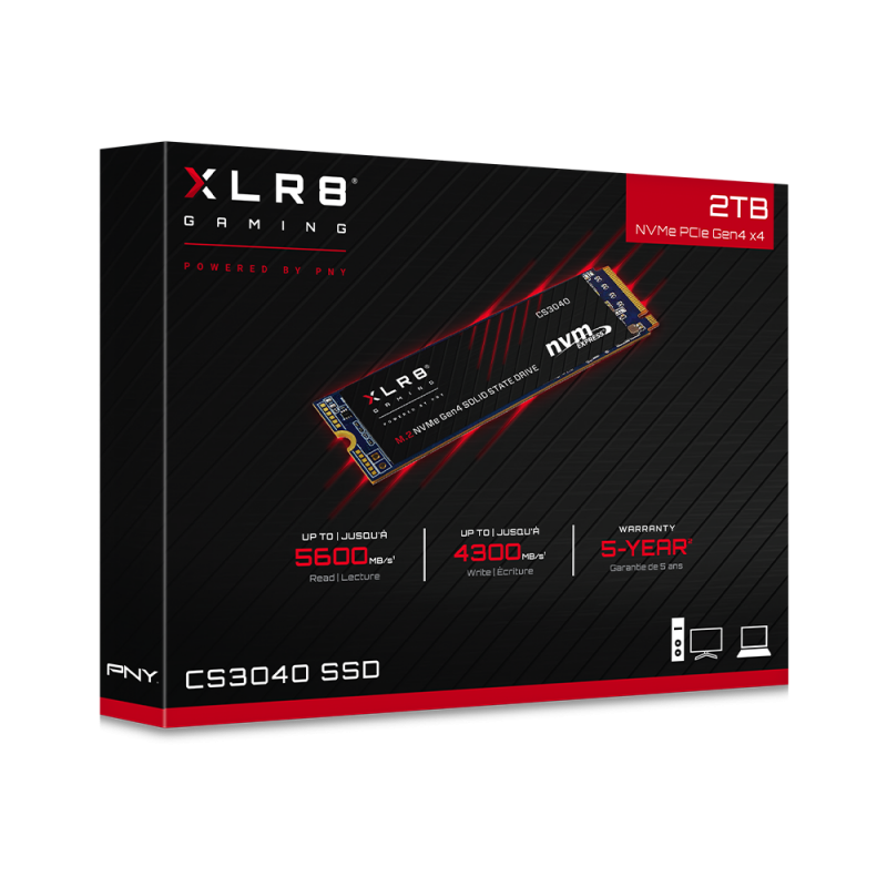Купить PNY XLR8 CS3040 - SSD - 2 TB - intern - M.2 2280 - PCIe 4.0 x4 (NVMe) (M280CS3040-2TB-RB) в магазине wardena.ru