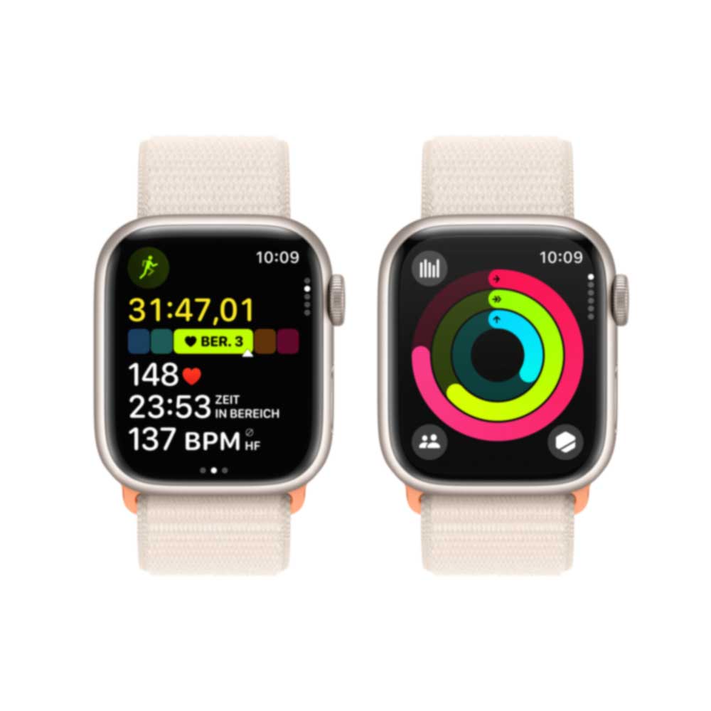 Купить APPLE Watch Series 9 GPS + Cellular 41mm Starlight Aluminium Case with Starlight Sport Loop (MRHQ3QF/A) в магазине wardena.ru