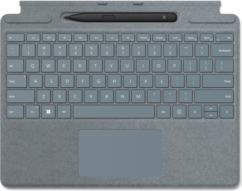 Купить Microsoft Surface Pro Signature Keyboard - Tastatur - mit Touchpad, Beschleunigungsmesser, Surface Slim Pen 2 Ablage- und Ladeschale - QWERTZ - Deutsch - Eisblau - kommerziell - mit Slim Pen 2 - für Surface Pro 8 (8X8-00045) в магазине wardena.ru