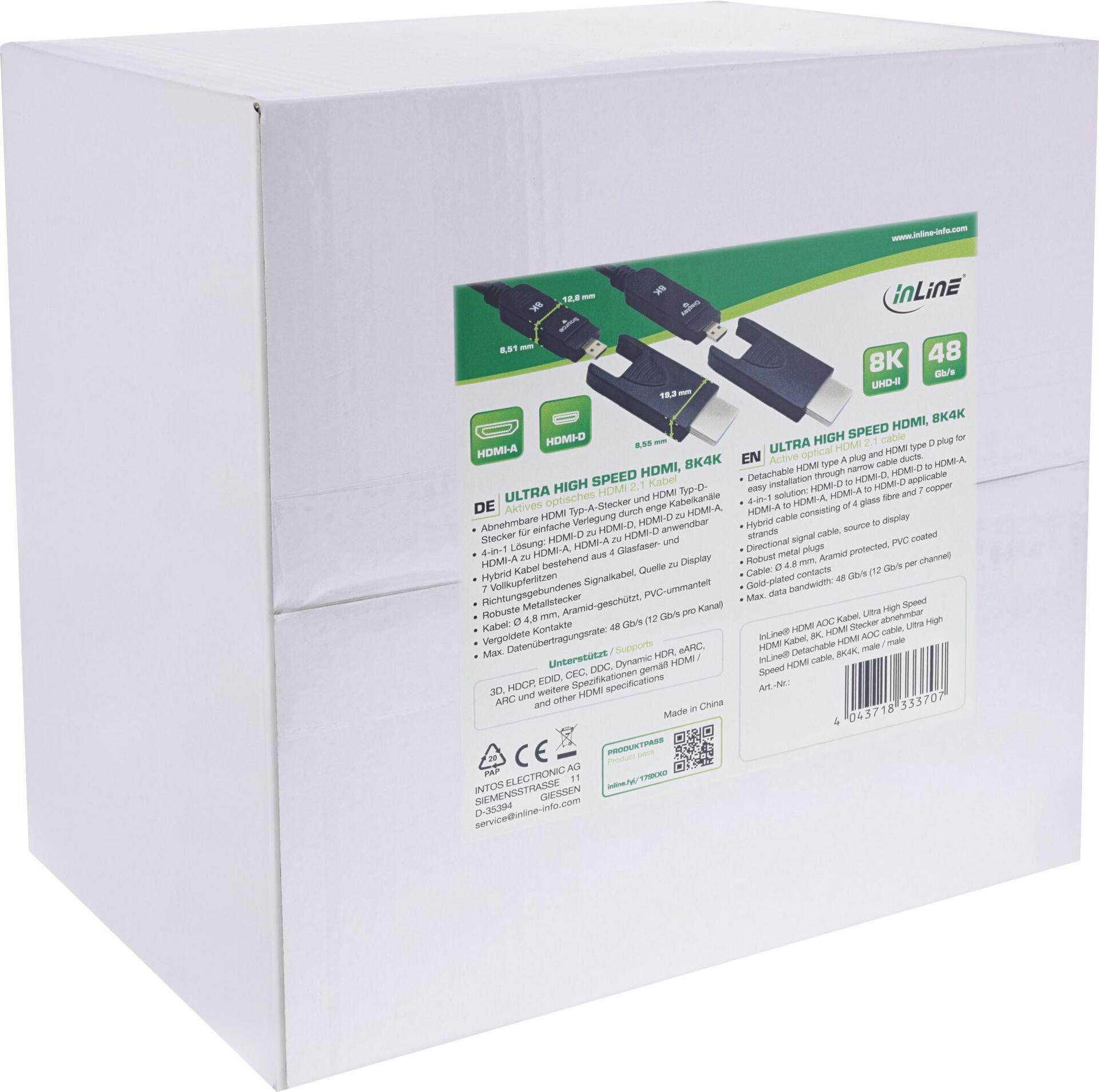 Купить InLine HDMI AOC Kabel Ultra High Speed HDMI 8K4K Stecker abnehmbar 80m - Kabel - Audio/Multimedia (17980O) в магазине wardena.ru