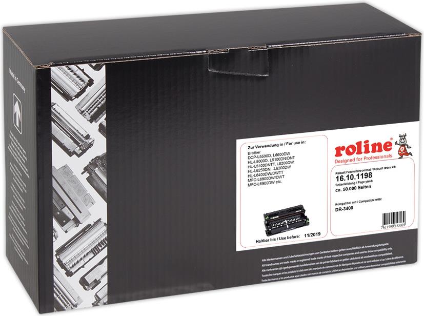 Купить ROLINE - Schwarz - kompatibel - Trommeleinheit (Alternative zu: Brother DR3400) - für Brother HL-L5000, L5050, L5100, L5200, L6250, L6300, L6400, L6450, MFC-L6900, L6950, L6970 в магазине wardena.ru