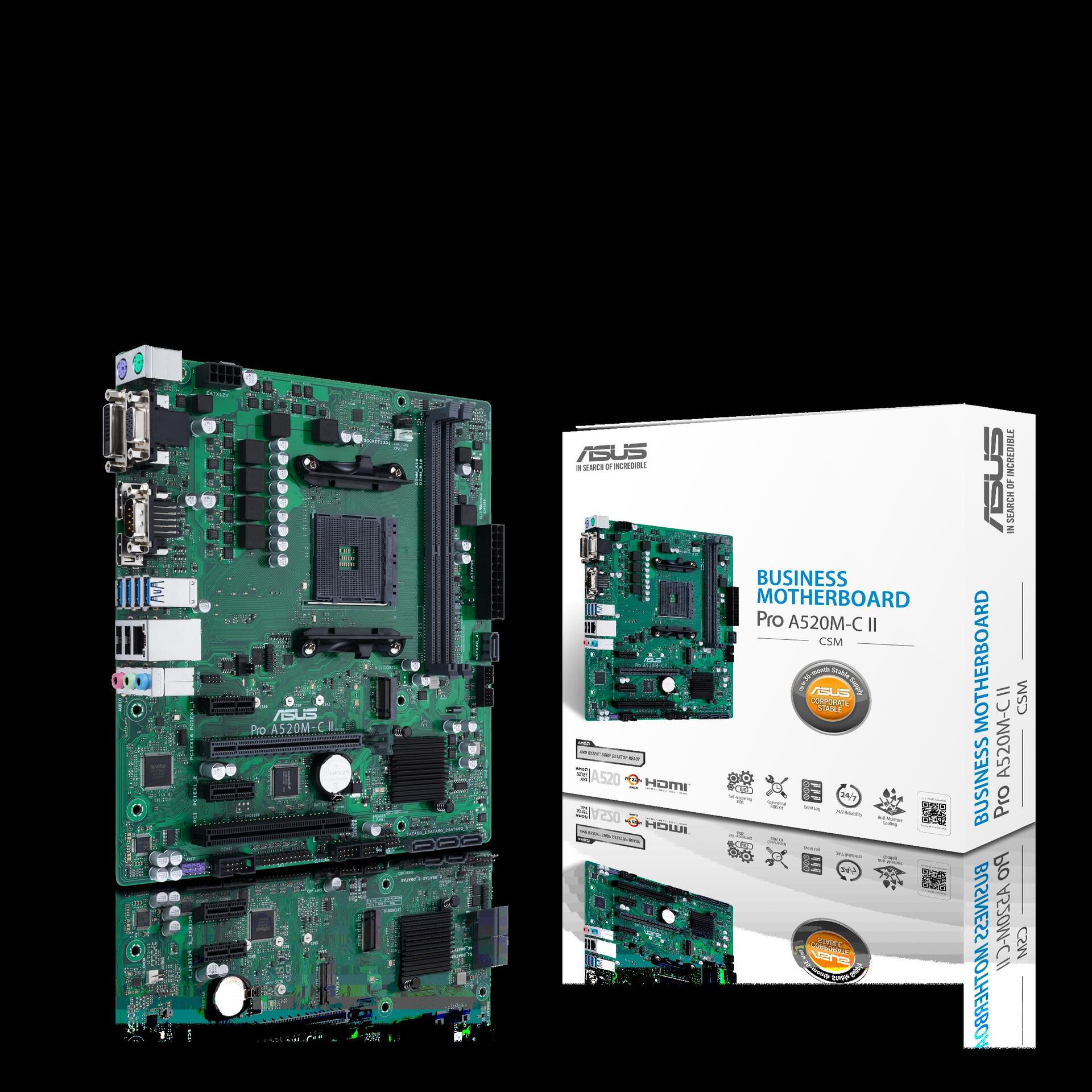 Купить ASUS PRO A520M-C II/CSM - AMD - Socket AM4 - AMD Ryzen™ 3 - AMD Ryzen™ 5 - AMD Ryzen™ 7 - Socket AM4 - DDR4-SDRAM - 64 GB (90MB18F0-M0EAYC) в магазине wardena.ru