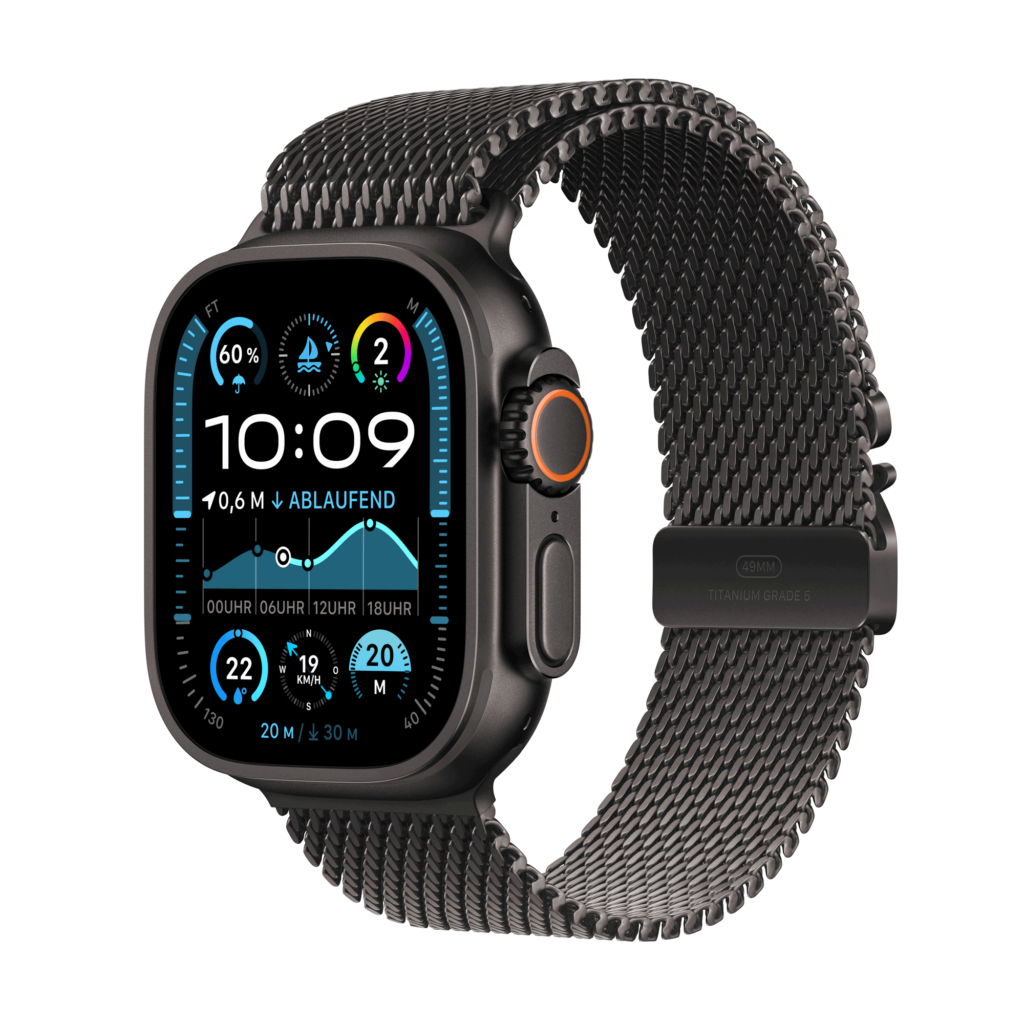 Купить Apple Watch Ultra 2 GPS + Cellular 49mm Black Titanium Case mit Black Titanium Milanese Band - S (MX4W3FD/A) в магазине wardena.ru