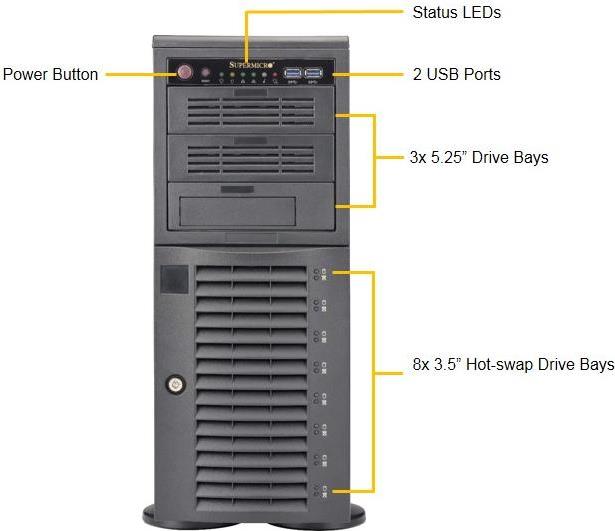 Купить Supermicro SuperServer 7049A-T - Server - Tower - 4U - zweiweg - RAM 0 GB - SATA - Hot-Swap 8.9 cm (3.5") - kein HDD - AST2500 - GigE - Monitor: keiner (SYS-7049A-T) в магазине wardena.ru
