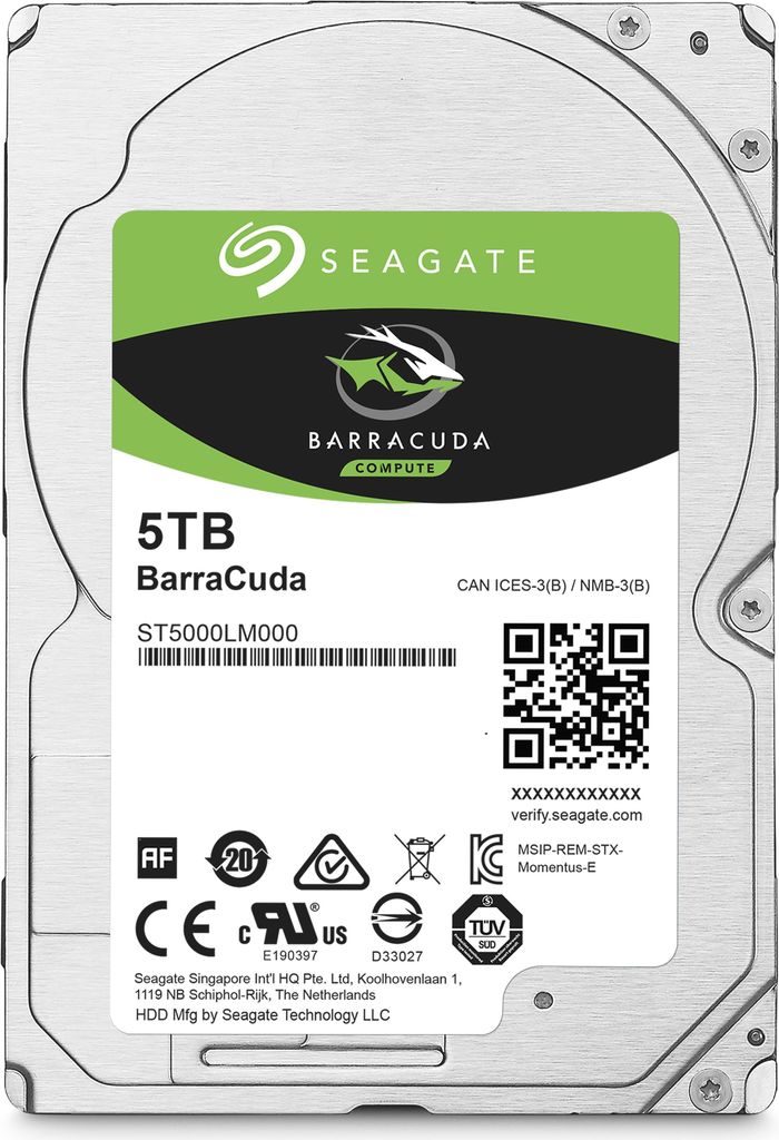 Купить Seagate Guardian BarraCuda ST5000LM000 - Festplatte - 5 TB - intern - 2.5" (6.4 cm) - SATA 6Gb/s - 5400 U/min - Puffer: 128 MB в магазине wardena.ru