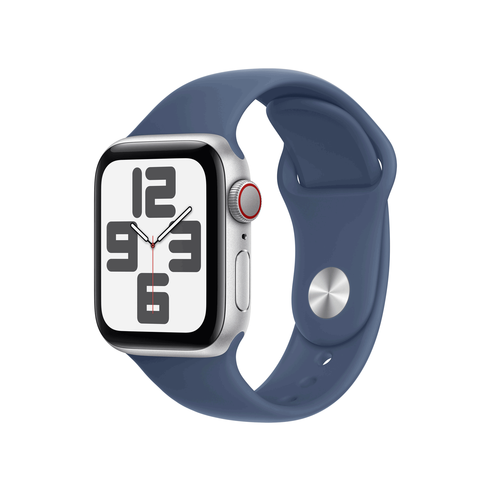 Купить Apple Watch SE GPS + Cellular 40mm Silver Aluminium Case mit Denim Sport Band - M/L (MXGG3QF/A) в магазине wardena.ru