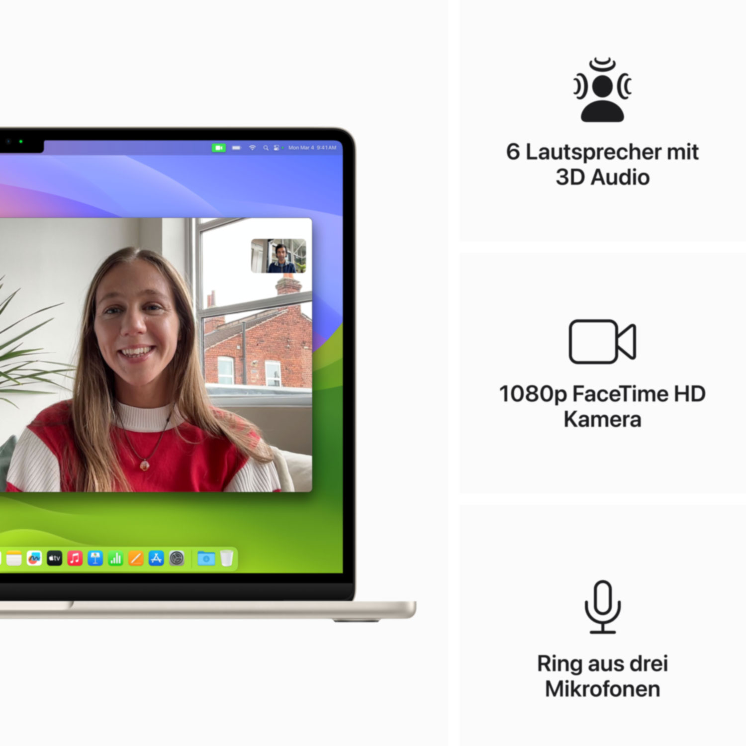 Купить APPLE MacBook Air 38,91cm 15,3Zoll Apple M3 chip with 8core CPU and 10core GPU 16GB 256GB SSD Starlight (MC9F4D/A) в магазине wardena.ru