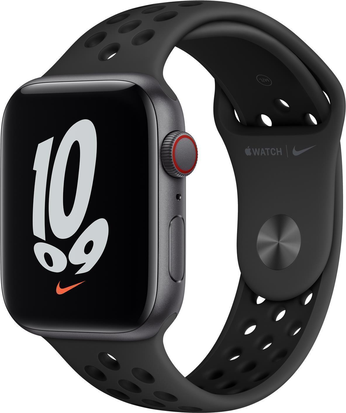 Купить Apple Watch Nike SE (GPS + Cellular) - 44 mm - Space grau Aluminium - intelligente Uhr mit Nike Sportband - Flouroelastomer - anthrazit/schwarz - Bandgröße: S/M/L - 32GB - Wi-Fi, Bluetooth - 4G - 36,36 g (MKT73FD/A) в магазине wardena.ru