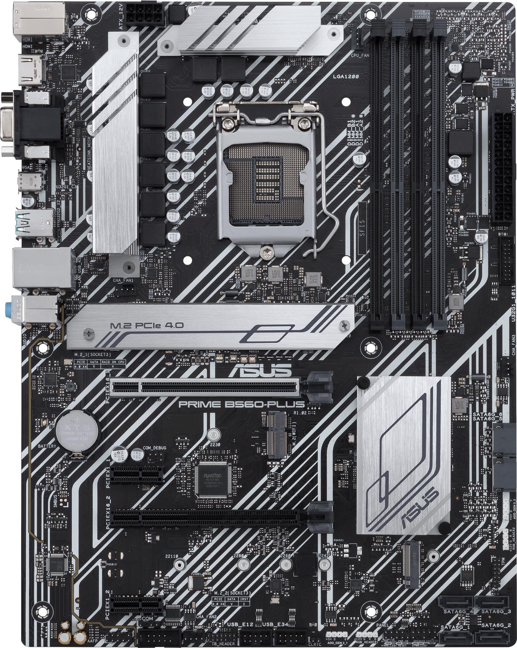 Купить ASUS PRIME B560-PLUS - Motherboard - ATX - LGA1200-Sockel - B560 - USB-C Gen1, USB 3.2 Gen 1, USB 3.2 Gen 2 - Gigabit LAN - Onboard-Grafik (CPU erforderlich) - HD Audio (8-Kanal) (90MB16N0-M0EAY0) в магазине wardena.ru