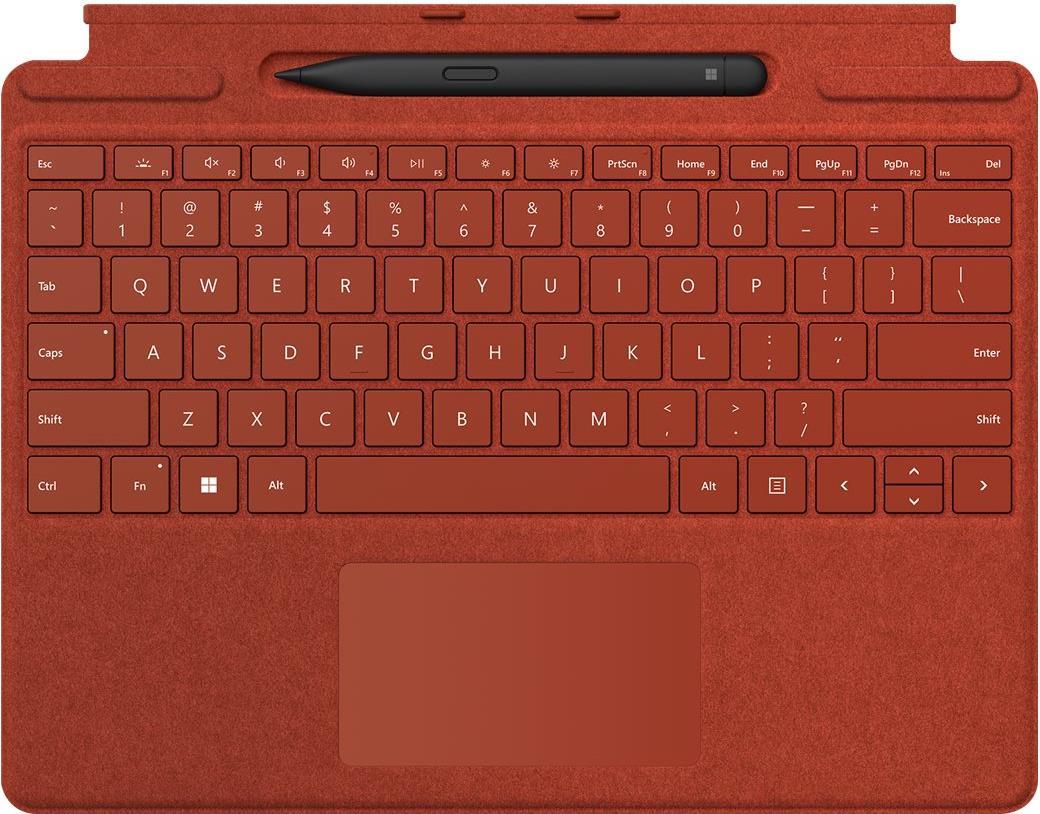 Купить Microsoft Surface Pro Signature Keyboard - Tastatur - mit Touchpad, Beschleunigungsmesser, Surface Slim Pen 2 Ablage- und Ladeschale - QWERTZ - Deutsch - Poppy Red - mit Slim Pen 2 - für Surface Pro 8, Pro X (8X6-00025) в магазине wardena.ru