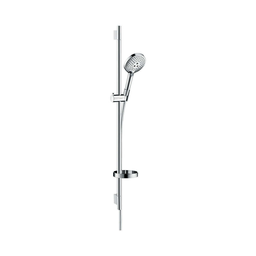 Купить Hansgrohe Raindance Select S Душевой набор 120 3jet EcoSmart 9 л/мин со штангой 90 см и мыльницей хром-белый матовый 26633400 в магазине wardena.ru