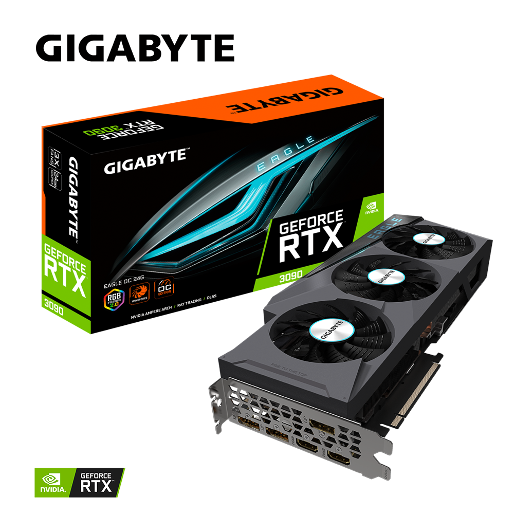 Купить Gigabyte GeForce RTX 3090 EAGLE OC 24G - OC Edition - Grafikkarten - GF RTX 3090 - 24 GB GDDR6X - PCIe 4.0 x16 - 2 x HDMI, 3 x DisplayPort (GV-N3090EAGLE OC-24GD) в магазине wardena.ru