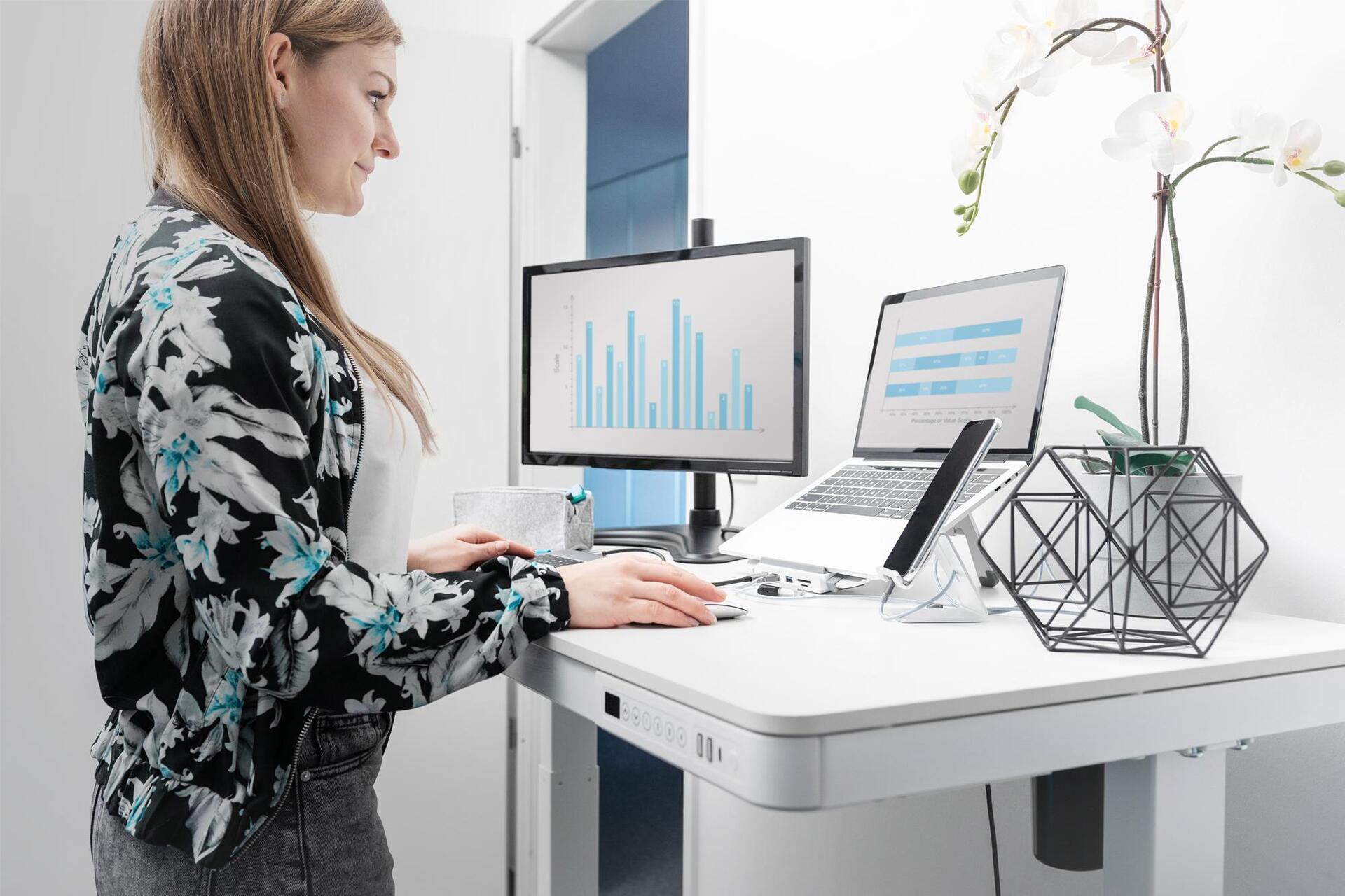 Купить Digitus Elektrisch höhenverstellbarer Schreibtisch mit USB-Ladestation und Schublade (DA-90406) в магазине wardena.ru