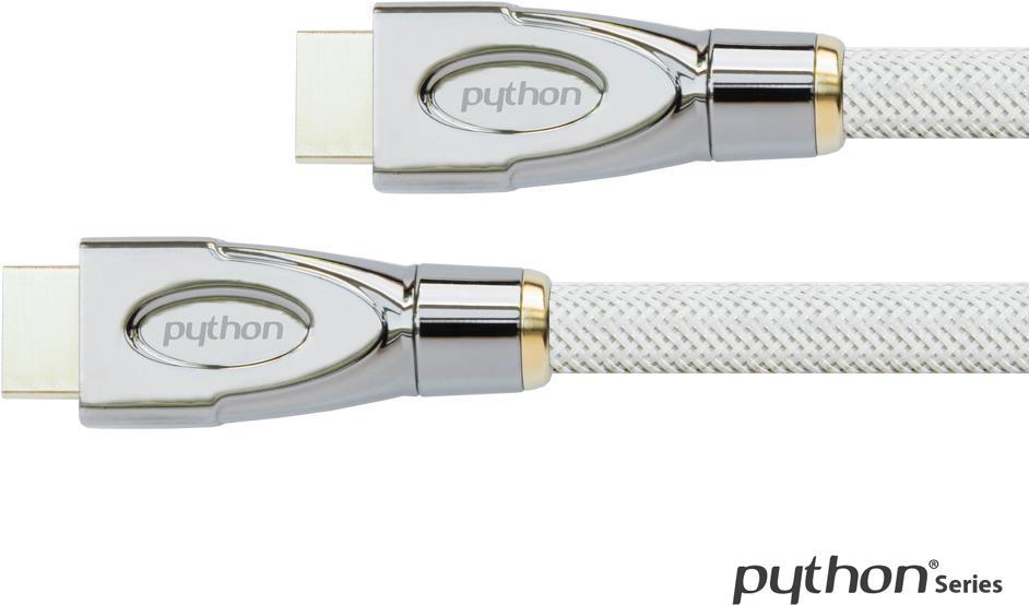 Купить Anschlusskabel High-Speed-HDMI® mit Ethernet 4K2K / UHD, AKTIV, 24K vergoldete Kontakte, OFC, Nylongeflecht weiß, 25m, PYTHON® Series (GC-M0169) в магазине wardena.ru