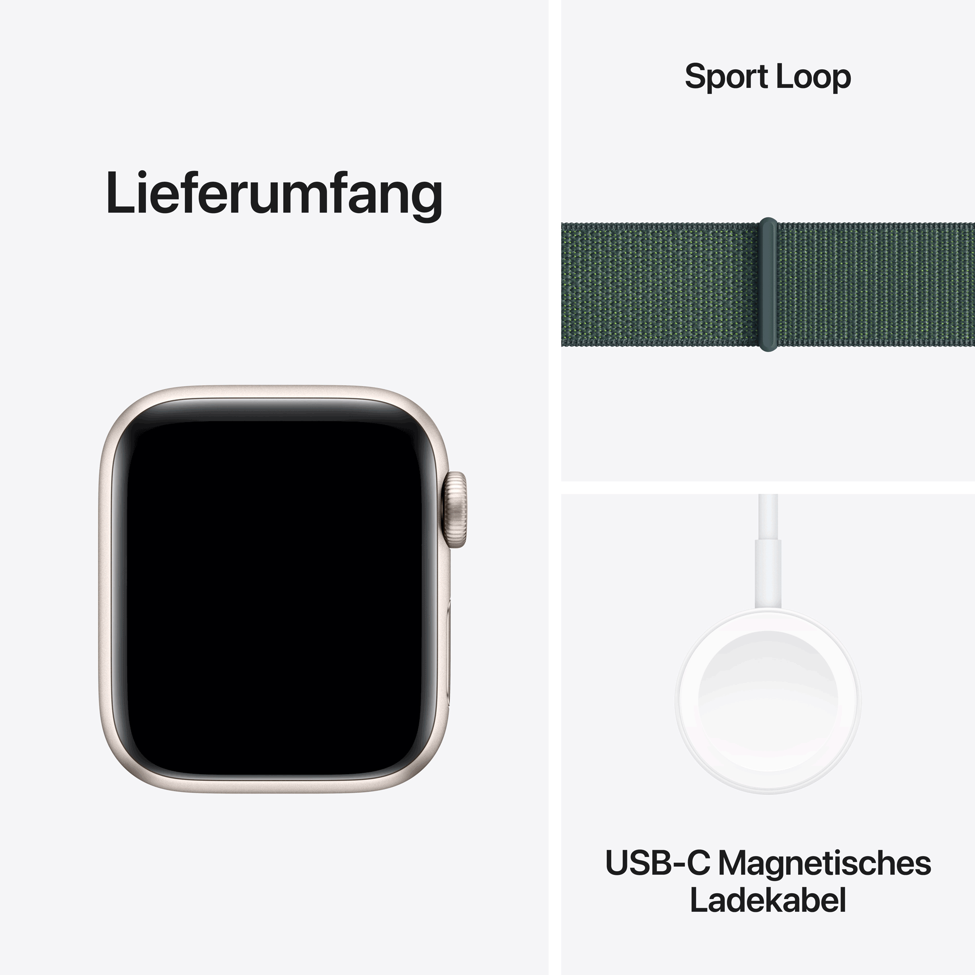 Купить Apple Watch SE GPS 40mm Starlight Aluminium Case mit Lake Green Sport Band (MXEH3QF/A) в магазине wardena.ru