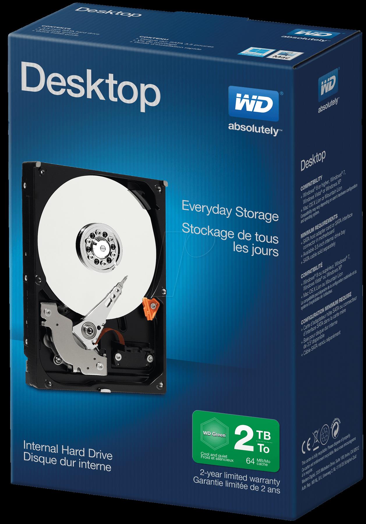 Купить WD Desktop Mainstream WDBH2D0020HNC - Festplatte - 2 TB - intern - 8.9 cm (3.5") - SATA-600 - Puffer: 64 MB (WDBH2D0020HNC-ERSN) в магазине wardena.ru