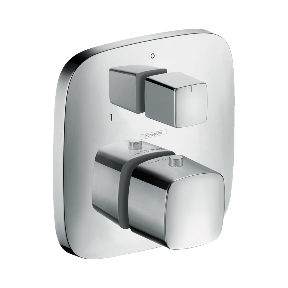 Купить Hansgrohe PuraVida Термостат с запорным/переключающим вентилем скрытого монтажа хром-белый матовый 15771400 в магазине wardena.ru
