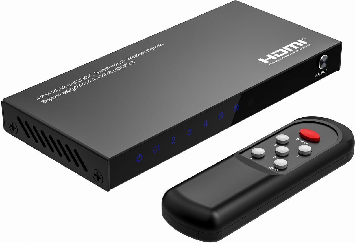 Купить MicroConnect 8Ka60Hz USB-C and HDMI Switch 4x1 HDCP 2.3 w/Remote - USB Typ C (MC-USBCHDMISWITCH0401-8K) в магазине wardena.ru