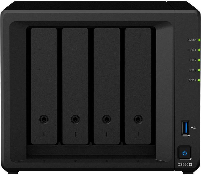 Купить Synology Disk Station DS920+ - NAS-Server - 4 Schächte - SATA 6Gb/s / eSATA - RAID RAID 0, 1, 5, 6, 10, JBOD - RAM 4 GB - Gigabit Ethernet - iSCSI Support в магазине wardena.ru