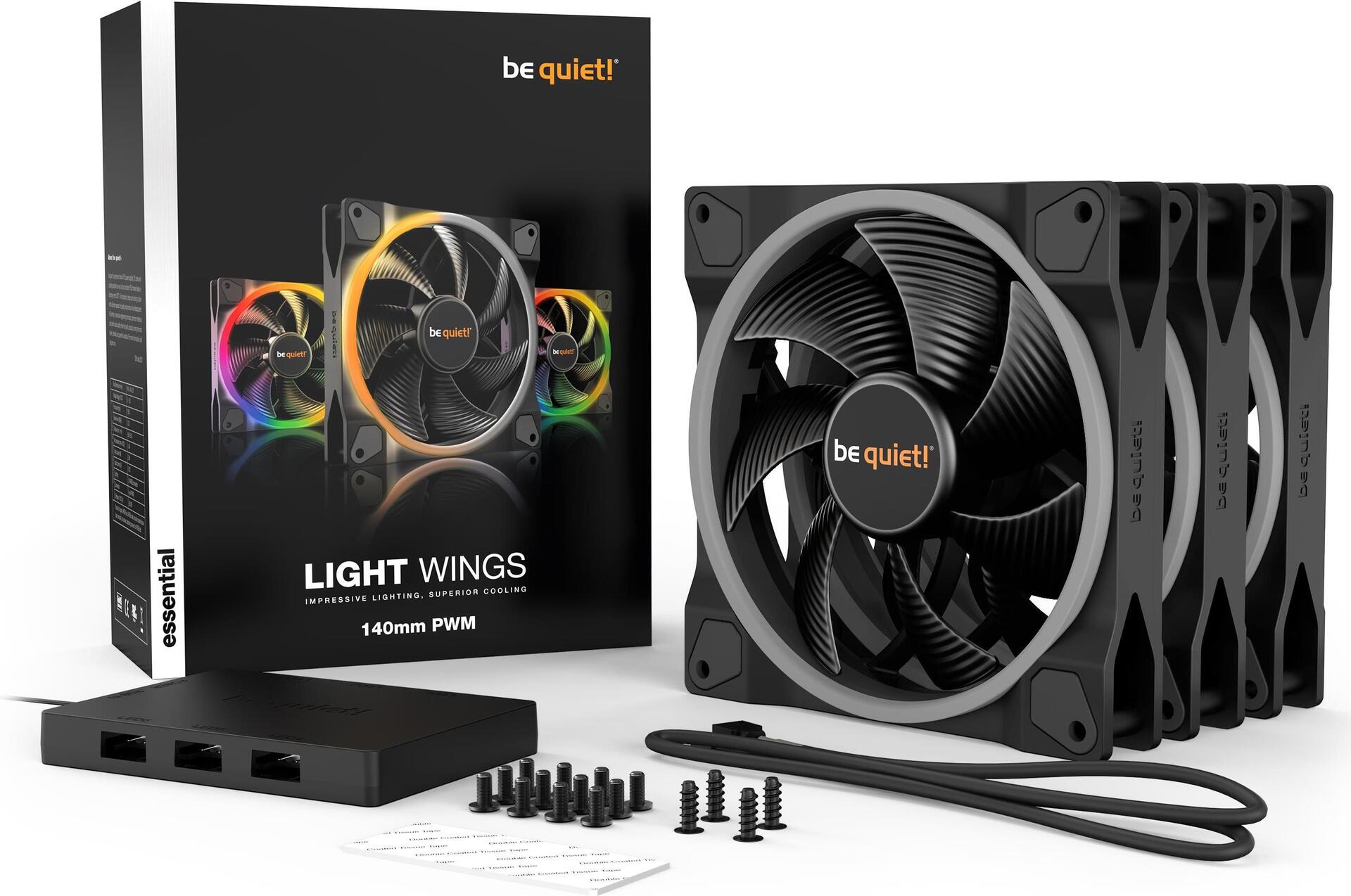 Купить be quiet! Light Wings - Gehäuselüfter - PWM - 140 mm - Schwarz (Packung mit 3) (BL078) в магазине wardena.ru