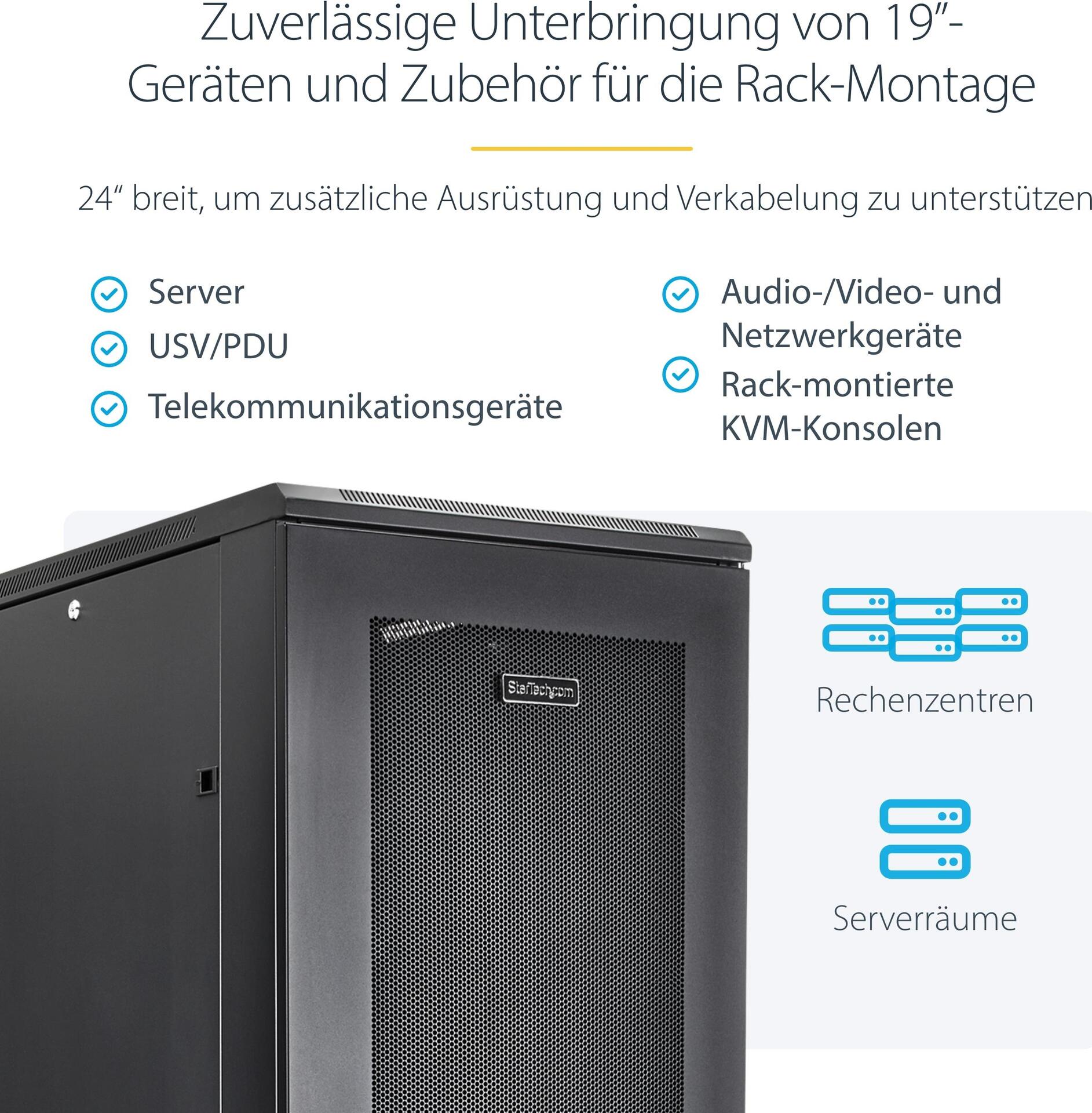 Купить StarTech.com 42U Server Rack Cabinet - 4-Post Adjustable Depth (5.9" to 36.4") IT Network Equipment Rack Enclosure with Casters - 2000lbs (RK4236BKB) - Schrank Netzwerkschrank - bodenstehend - Schwarz - 42HE - 48.3 cm (1 в магазине wardena.ru