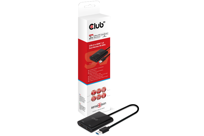 Купить Club 3D SenseVision - Externer Videoadapter - USB 3,1 Gen 1 - 2 x HDMI (CSV-1474) в магазине wardena.ru