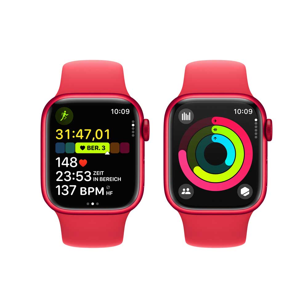 Купить APPLE Watch Series 9 GPS 41mm PRODUCT RED Aluminium Case with PRODUCT RED Sport Band - M/L (MRXH3QF/A) в магазине wardena.ru