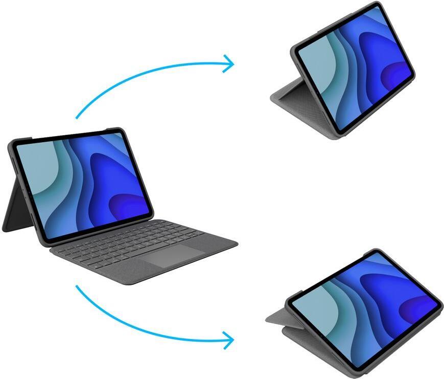Купить Logitech Folio Touch - Tastatur und Foliohülle - mit Trackpad - hinterleuchtet - Apple Smart connector - QWERTZ - Deutsch - Graphite - für Apple 27,90cm (11")  iPad Pro (1. Generation, 2. Generation) (920-009745) в магазине wardena.ru