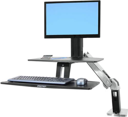 Купить Ergotron WorkFit-A with Suspended Keyboard, Single LD - Aufstellung (Tablett, Befestigungen, Spannbefestigung für Tisch, Tischplattenbohrung, Pivot, Schwenkarm) für LCD-Display/Tastatur - Schwarz, Polished Aluminum - Bil (24-390-026) в магазине wardena.ru
