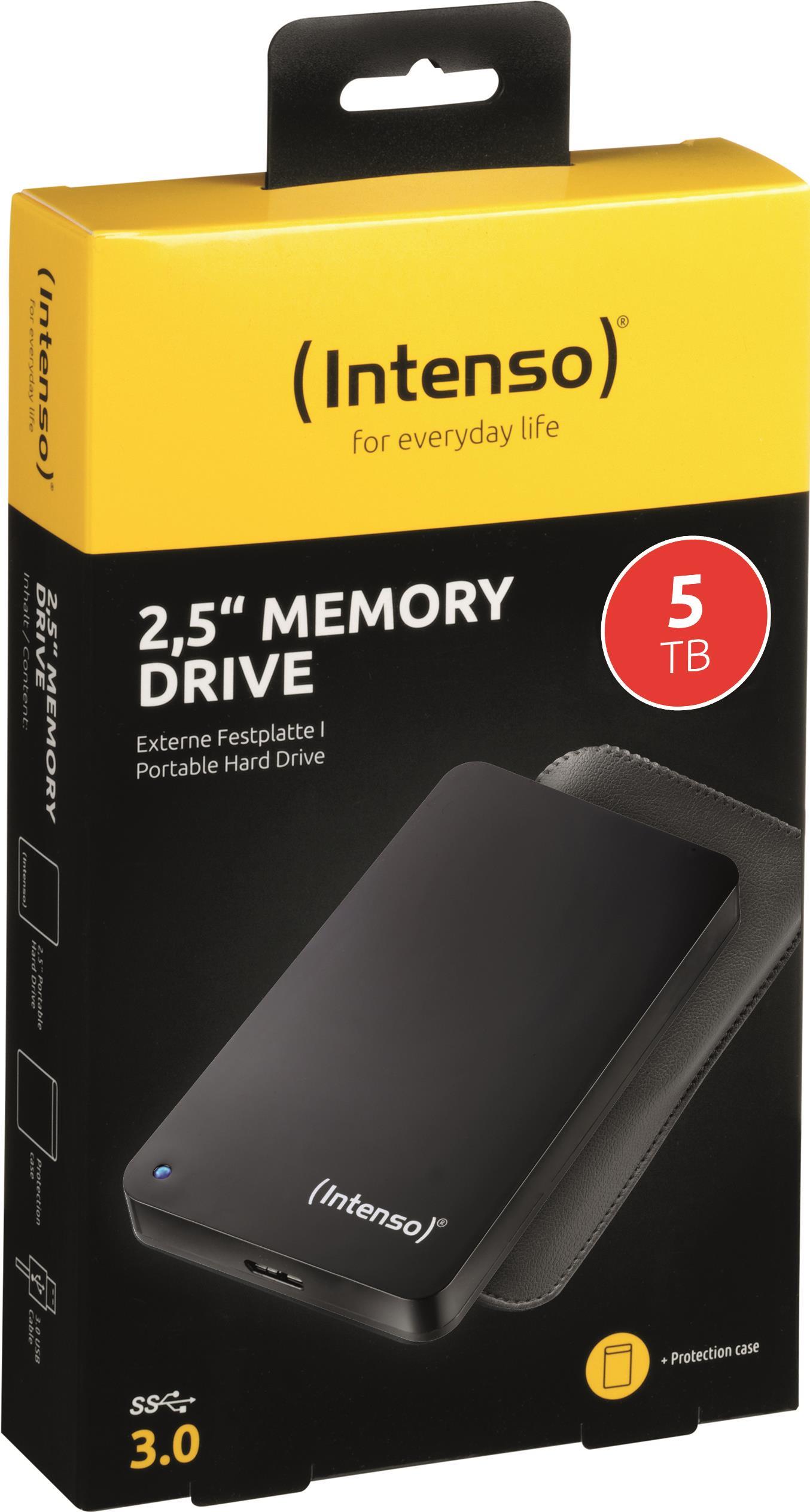 Купить Intenso Memory Drive - Festplatte - 5TB - extern (tragbar) - 2.5" (6,4 cm) - USB3.0 - 5400 U/min - Puffer: 8MB - Schwarz (6023513) в магазине wardena.ru
