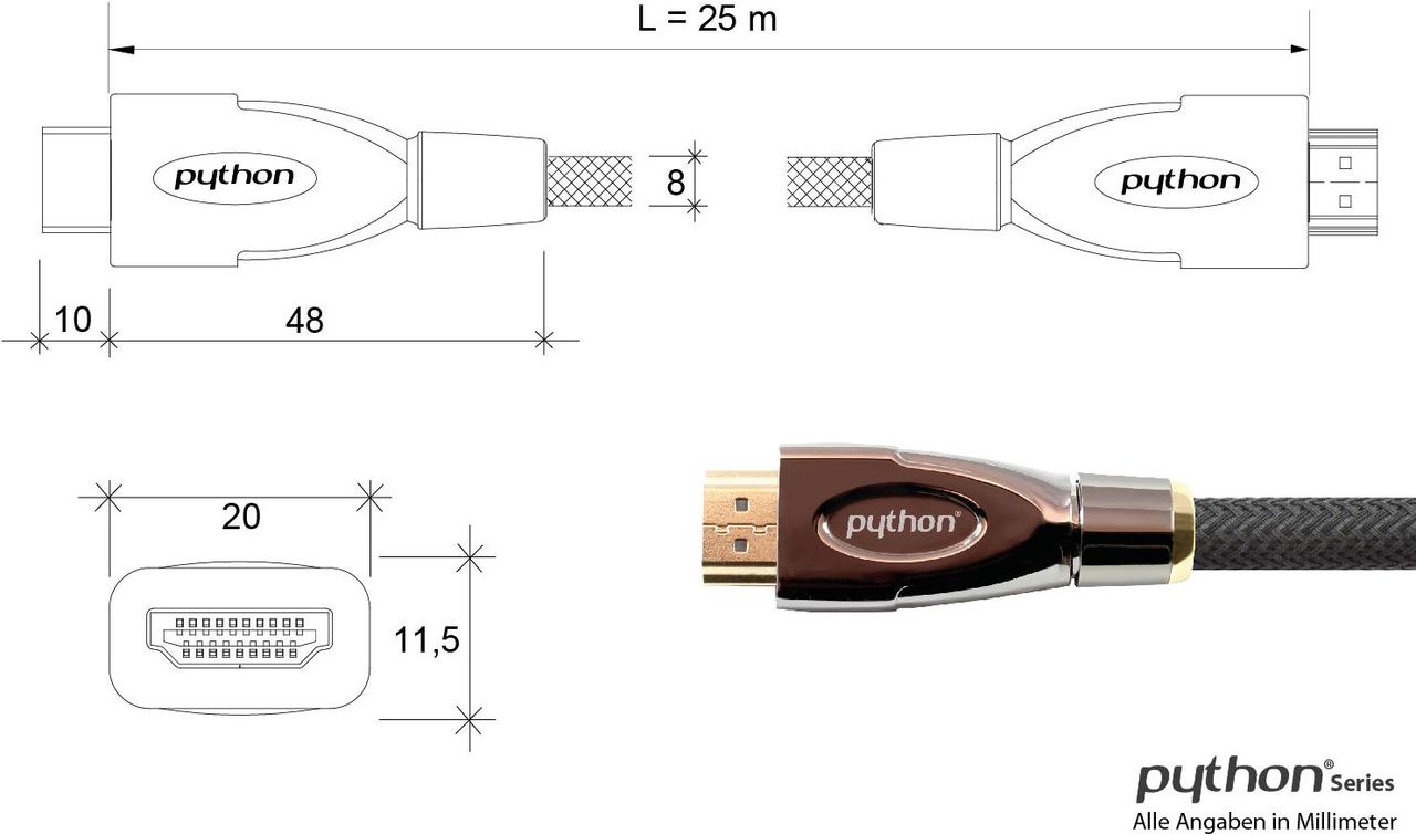 Купить Anschlusskabel High-Speed-HDMI® mit Ethernet 4K2K / UHD, AKTIV (Redmere Chipsatz), vergoldete Kontakte, OFC, Nylongeflecht schwarz, 25 m, PYTHON® Seri (GC-M0023) в магазине wardena.ru