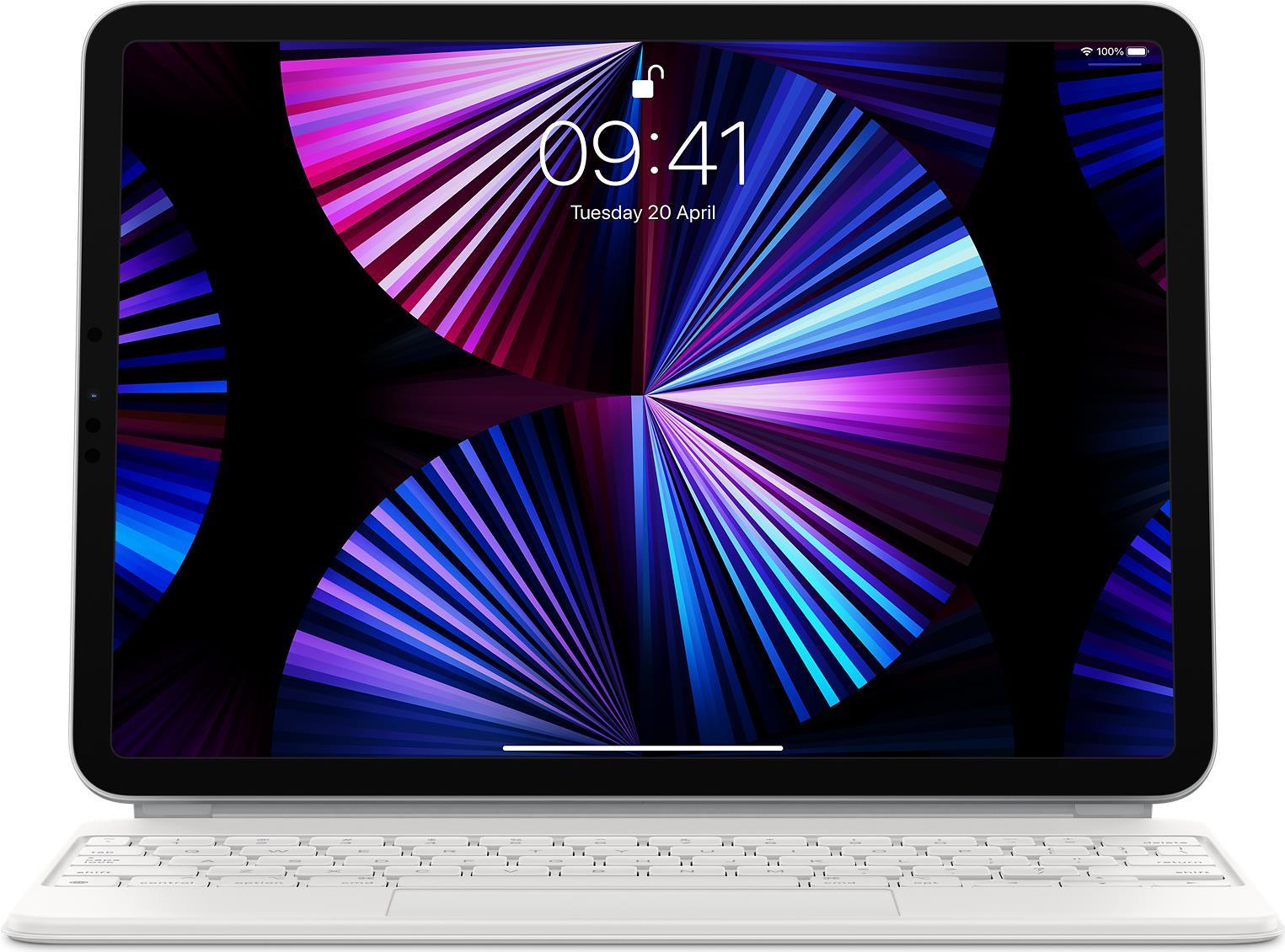Купить Apple Magic Keyboard - Tastatur und Foliohülle - mit Trackpad - hinterleuchtet - Apple Smart connector - QWERTY - USA International - weiß (MJQJ3Z/A) в магазине wardena.ru