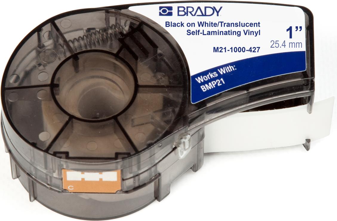 Купить Brady B-427 - Vinyl - matt - durchscheinend, Schwarz auf Weiß - Rolle (2,54 cm x 4,27 m) 1 Rolle(n) Etiketten - für Brady BMP21 (110928) в магазине wardena.ru
