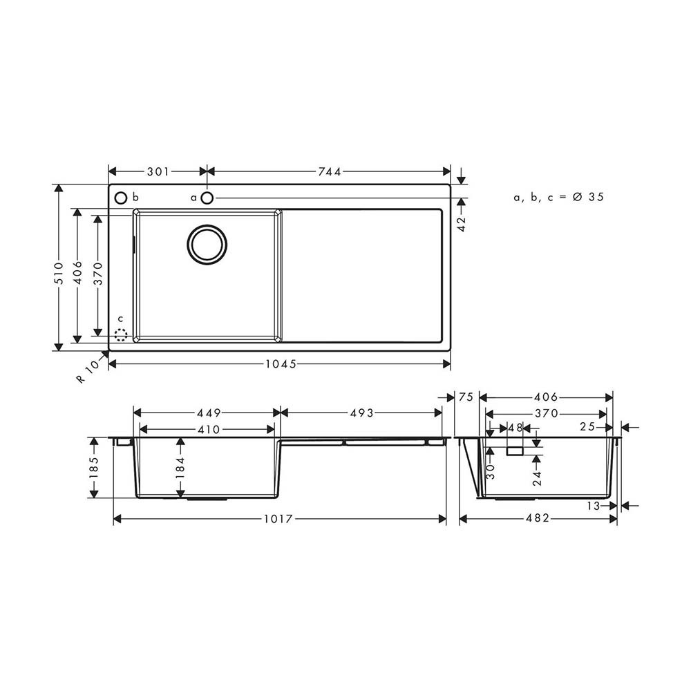 Купить Hansgrohe S717-F450 Мойка для кухни 450 хром 43332800 в магазине wardena.ru